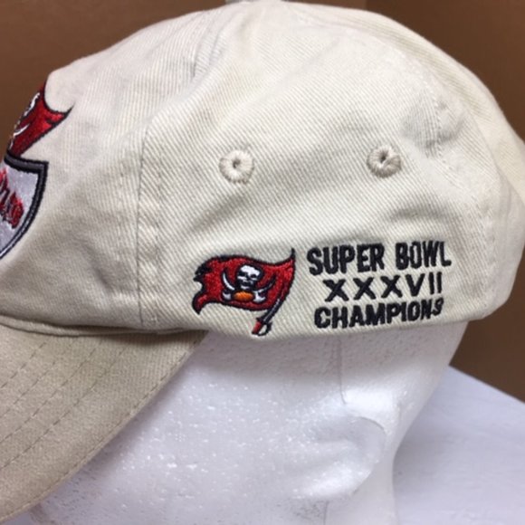 Tampa Bay Buccaneers Stadium Club Adjustable Beige Hat Super Bowl XXXVII Champs - Picture 4 of 7